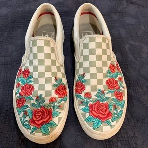 Checkered Vans with Roses